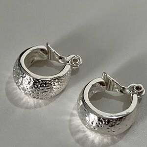 Monet Elegant Silver Clip On Hoop Earrings